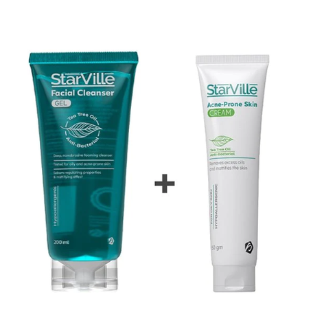 عرض خاص كريم ستارفيل الفعال لحب الشباب ومنظف الوجه للبشره المعرض لحب الشباب starville