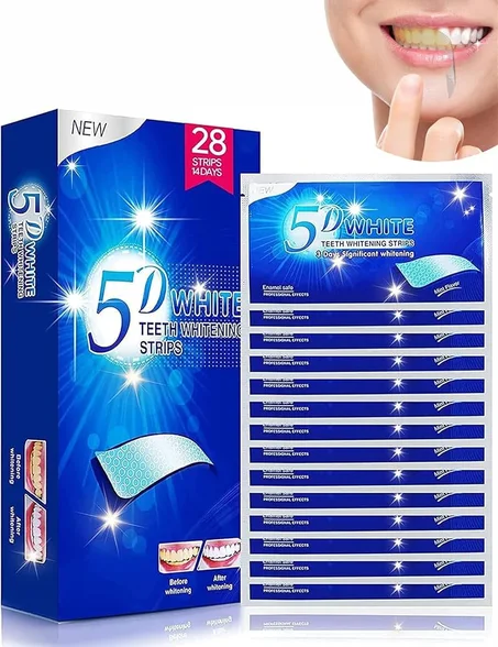 شرائط 5D لتبييض الأسنان - 10 شرائط (5D WHITE TEETH WHITNING STRIPS-10 STRIP)