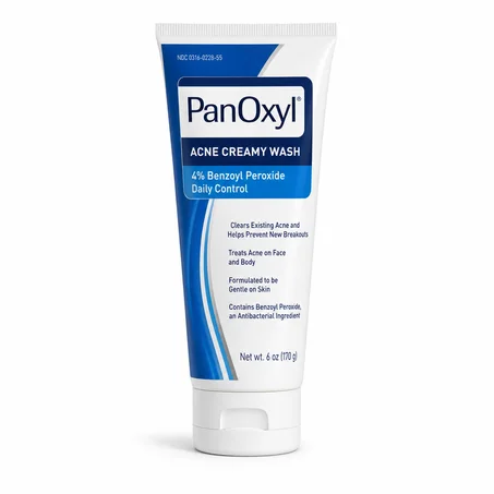 غسول كريمي لحب الشباب من بانوفسيل 4% بنزويل بيروكسيد (PanOxyl Acne Creamy Face Wash 4% Benzoyl Peroxide