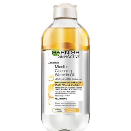 garnier  ماء ميسلار المقاوم للماء  لازالة الميك اب والشوائب من البشرة400ml