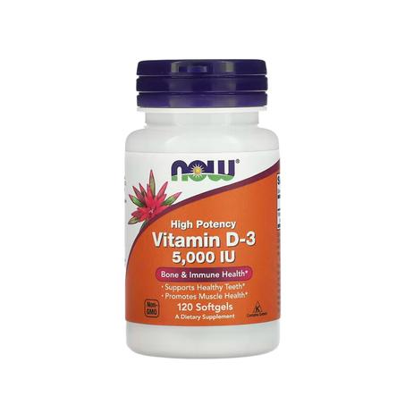 NOW Foods, Vitamin D-3, High Potency, 50 mcg (5,000 IU), 120 Softgels-فيتامين د