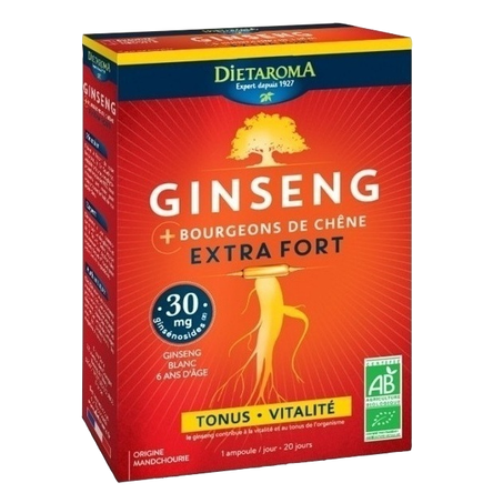 GINSENG + BOURGEON DE CHÊNE EXTRA FORT -20 AMPOULES - DIETAROMA