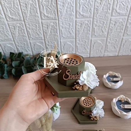 مبخرة أنيقة باسم المولود 🌿👶