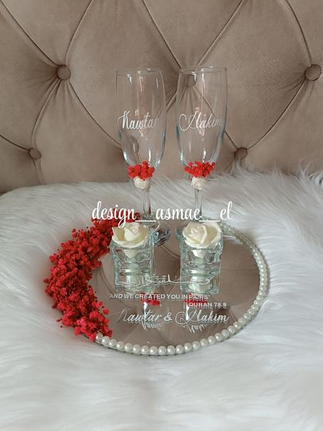 💍 طقم كؤوس خطوبة راقي بلمسة حب 💍