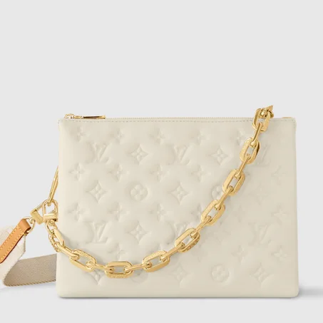 Louis Vuitton Cream Monogram Leather Coussin PM Shoulder Bag