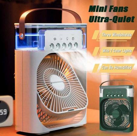 Mini Climatiseur Portable 3 en 1 - Refroidisseur et Humidificateur d’Air - Ventilateur à 3 Vitesses