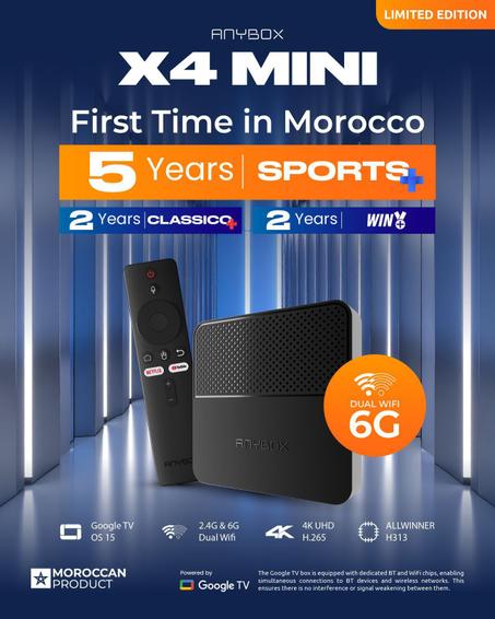 AnyBox X4 Mini – TV Box Android 4K avec Wi-Fi 6 et 9 ans d’abonnement gratuit