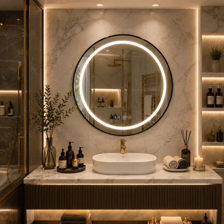 Miroir LED Premium Ronde noir Nouveau luxetouches