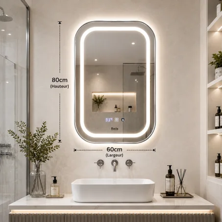 Miroir LED Luxetouches  Vertical cromé design moderne