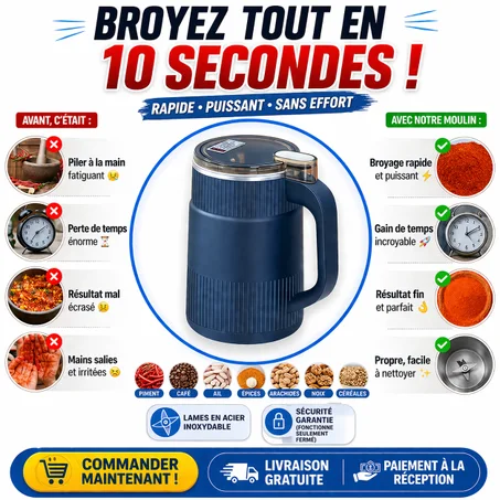 BROYEZ TOUT EN 10 SECONDES — RAPIDITÉ, PUISSANCE ET PRATICITÉ À PORTÉE DE MAIN !