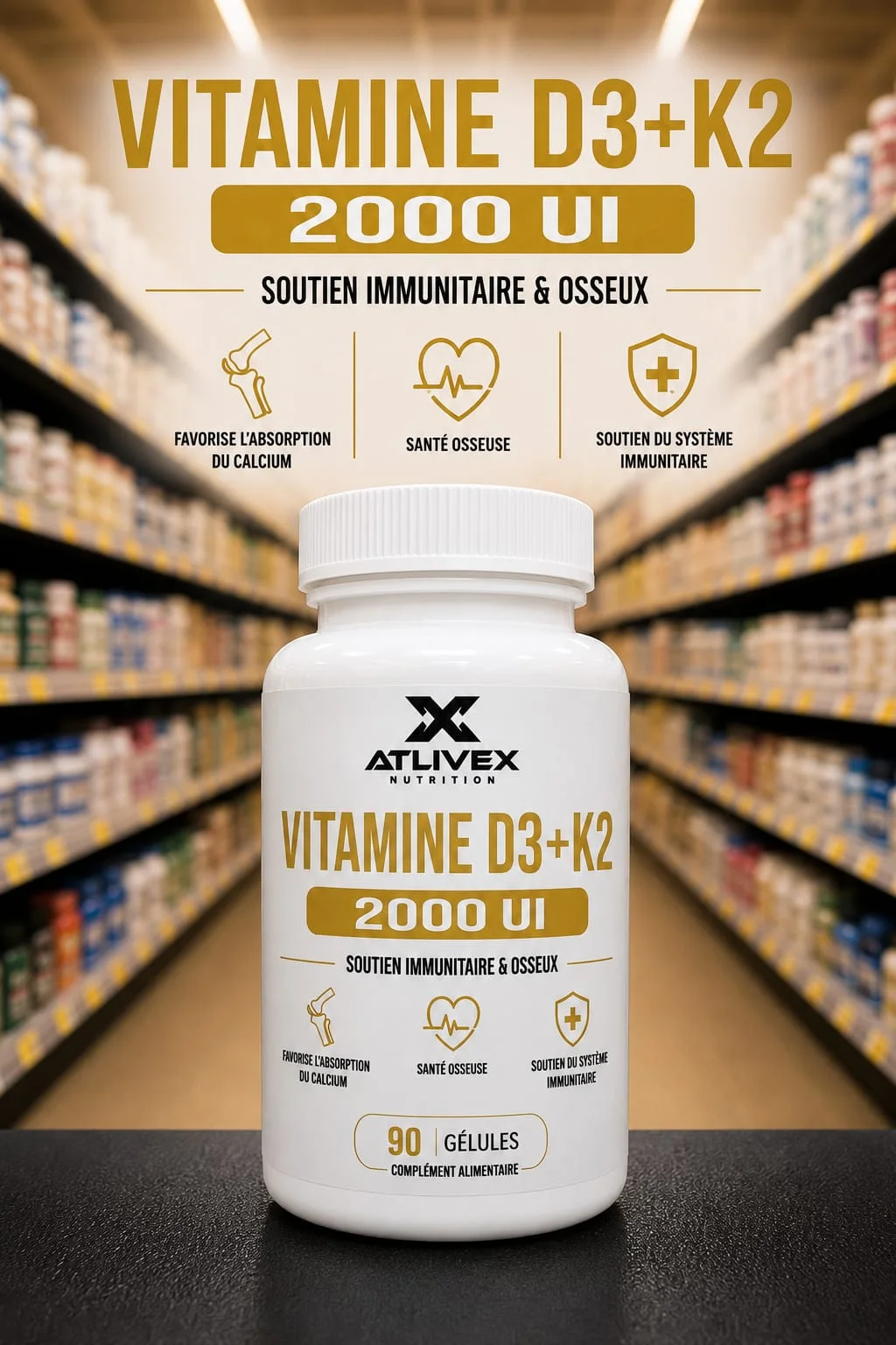 Vitamin D3 + K2 (90 capsules)