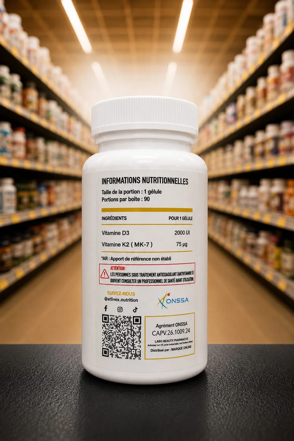 Vitamin D3 + K2 (90 capsules)