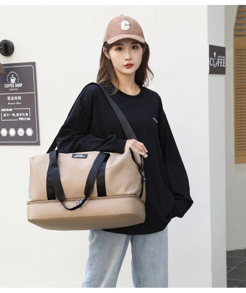 Sac de fitness de grande capacité avec compartiment à chaussures pour hommes et femmes, sac à dos de voyage, sangle initiée réglable, sac à main de sport