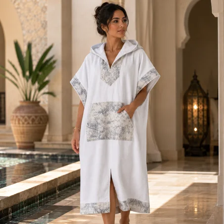 Poncho de Bain Femme Écume de Toile - Taille Standard