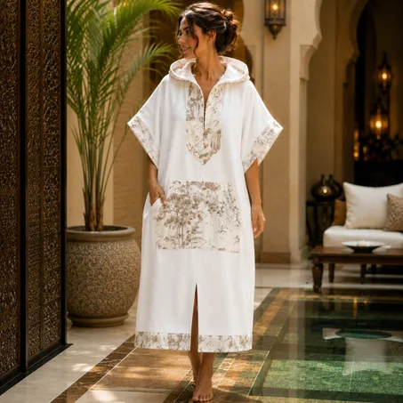 Poncho de Bain Unisexe Atlas Ivoire - Coton Éponge 450g