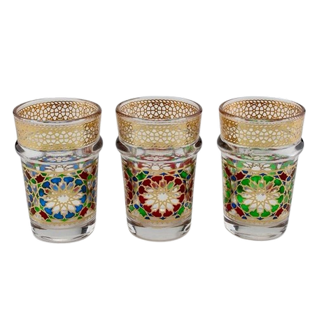 12 verres à thé marocains Zelija aux couleurs vives