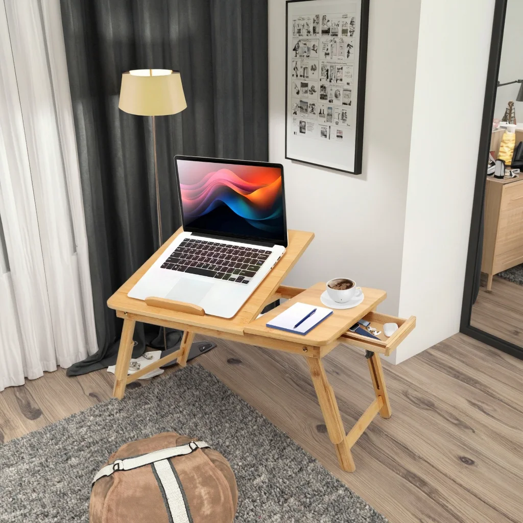 Shopiix Tablette / Support d’Ordinateur en Bois – Pliable & Portable