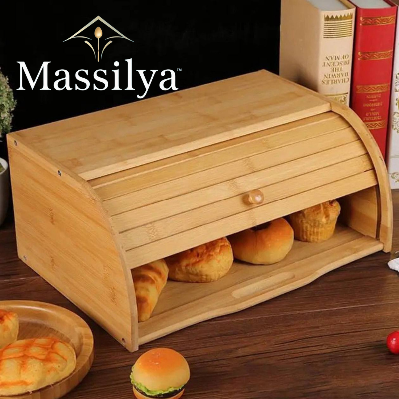 🥖 علبة خبز أنيقة من الخيزران – سعة كبيرة وتصميم عصري 👌