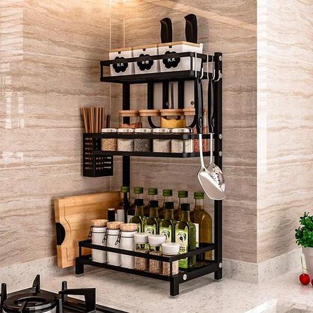 رف معدني متعدد الاستخدامات بثلاثة رفوف