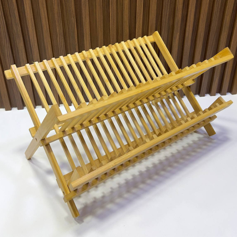 مصفاة صحون خشبية قابلة للطي – تصميم مدمج وصديق للبيئة لترتيب المطبخ