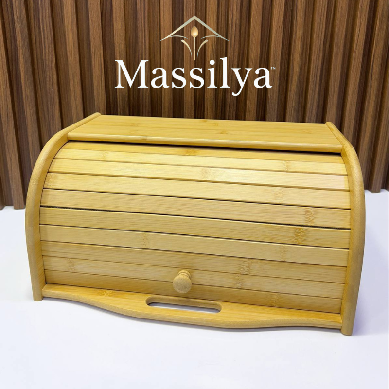 🥖 علبة خبز أنيقة من الخيزران – سعة كبيرة وتصميم عصري 👌