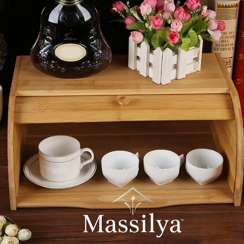 🥖 علبة خبز أنيقة من الخيزران – سعة كبيرة وتصميم عصري 👌