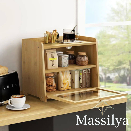 صندوق خبز من الخيزران بطبقتين مع غطاء شفاف – حافظ على خبزك طازجًا وأنيقًا للمطبخ والمخبز