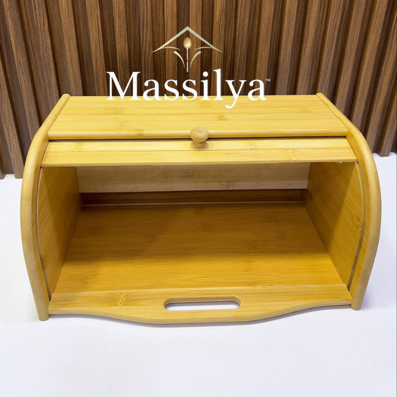 🥖 علبة خبز أنيقة من الخيزران – سعة كبيرة وتصميم عصري 👌