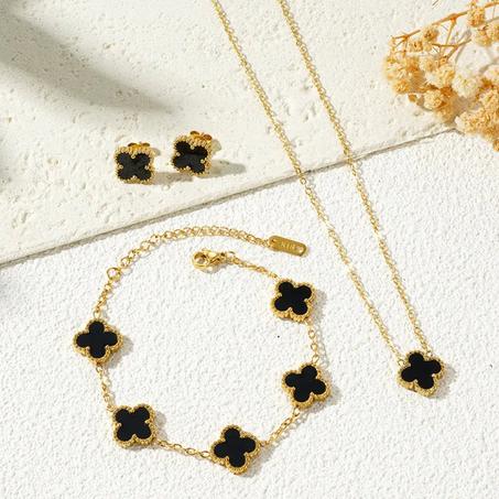 coffert clover (gourmette +collier +boucles) NOIR