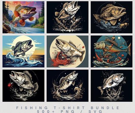 Ultimate Fishing T-Shirt Design Bundle: 500+ PNG/SVG Files for Enthusiasts