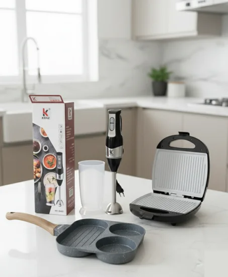 باك لالة مولاتي الرمضاني الأصلي (3 قطع): آلة البانيني Inox + مكسور KENZ + مقلاة الݣرانيت العجيبة.