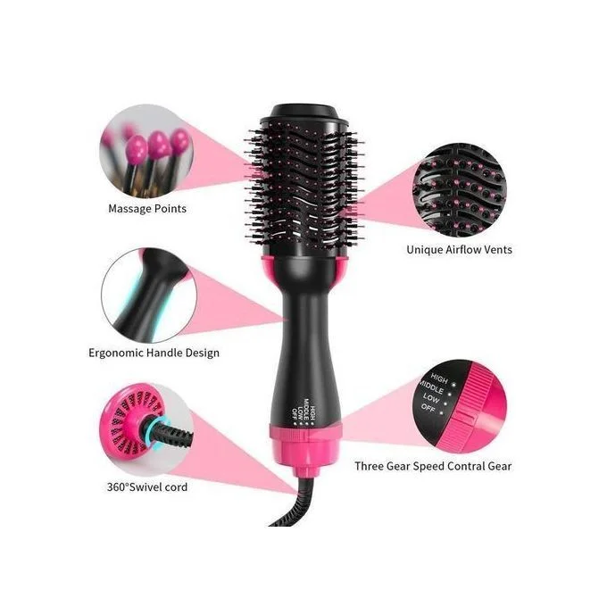 Brosse 3 En 1 Lissante Professionnelle - Brosse + Lisseur + Séchoir