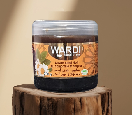 صابون بلدي بالبابونج و اوراق السدر - Savon Beldi Noir au comomille et nerprun