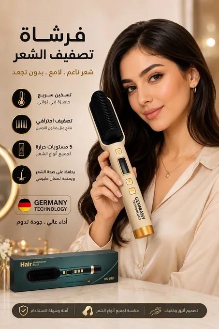straight comb فرشاة شعر كهربائية 2 في 1