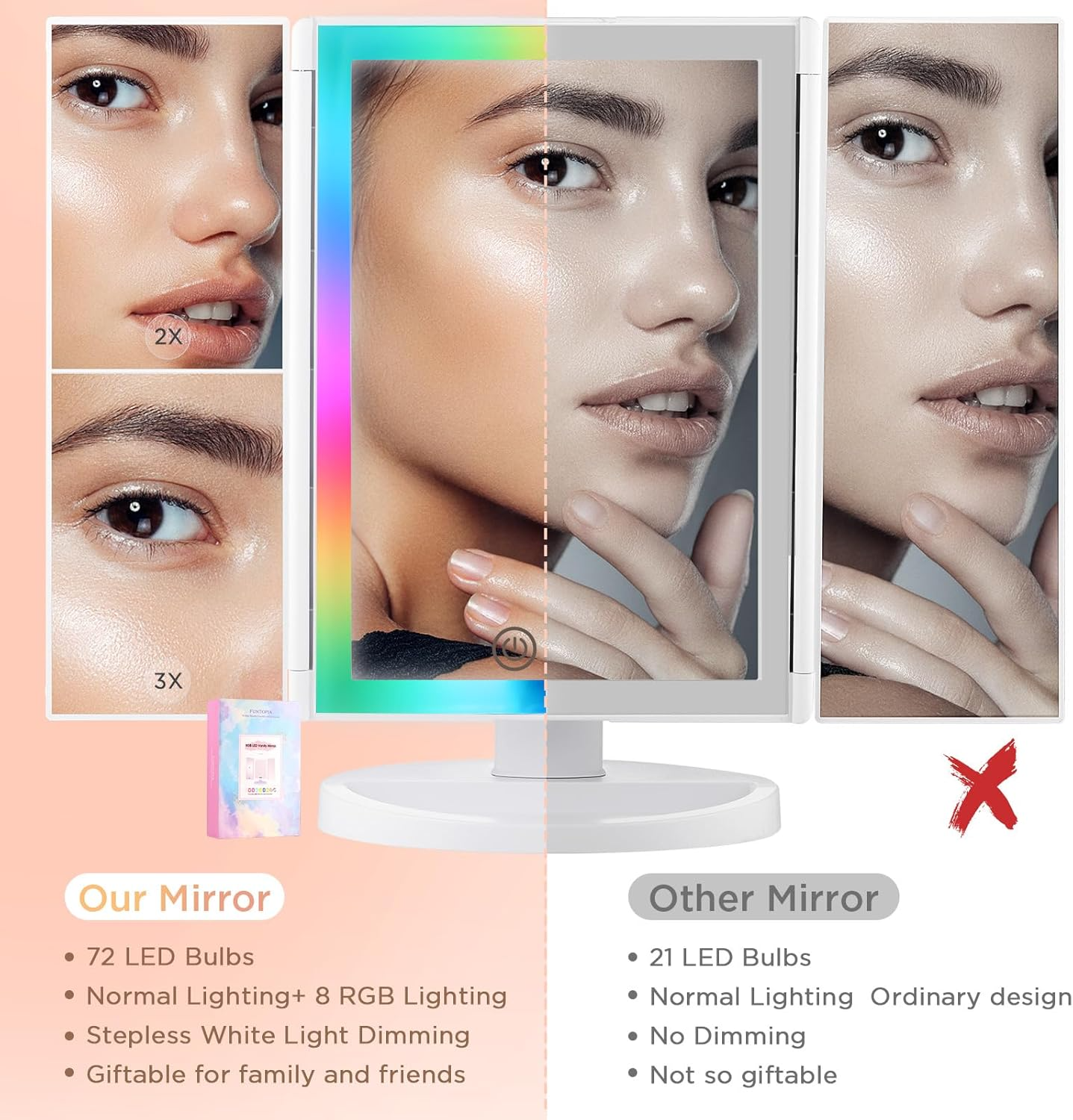 Wireless Foldable Makeup Mirror