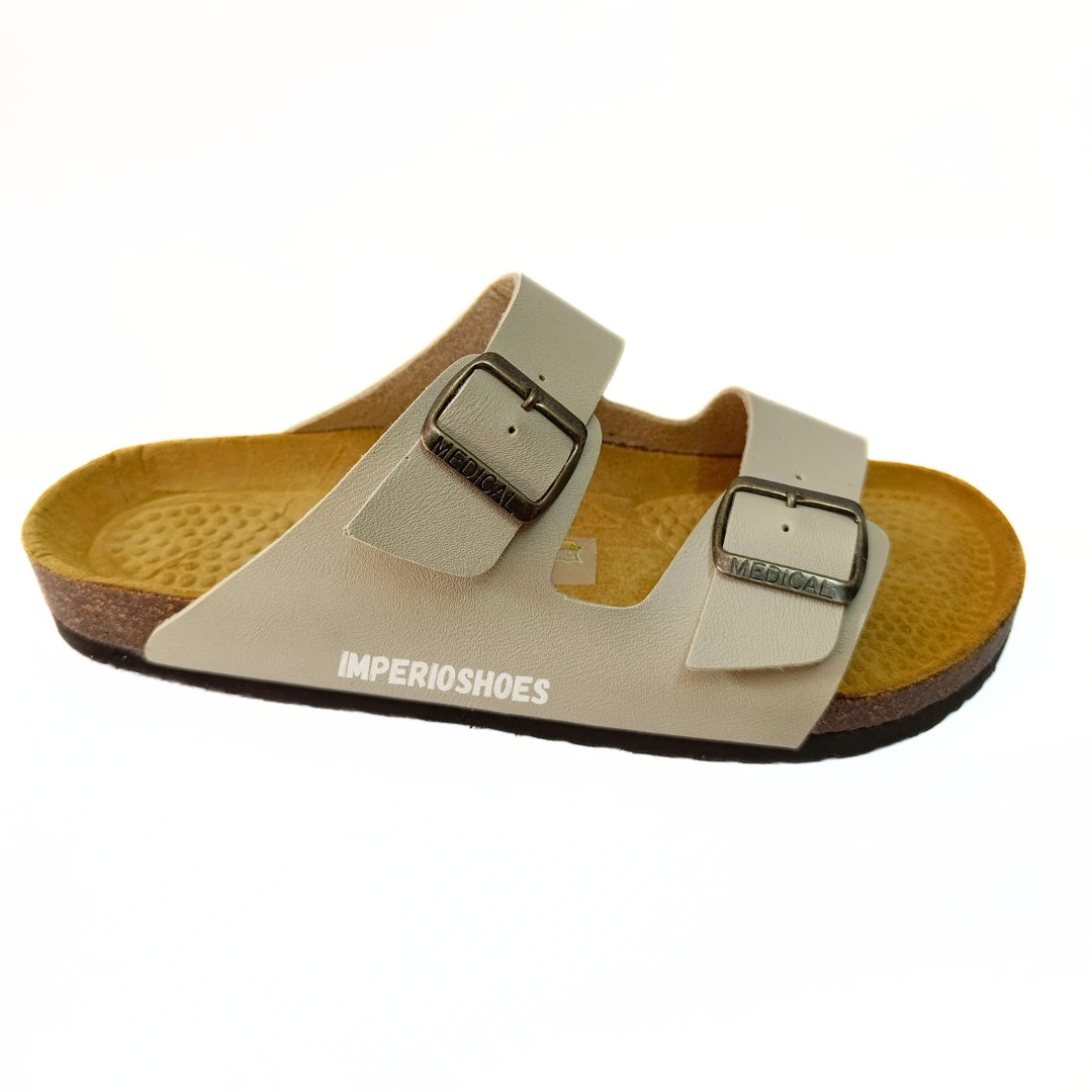 SANDALES EN SKAY CREME CONFORTABLE