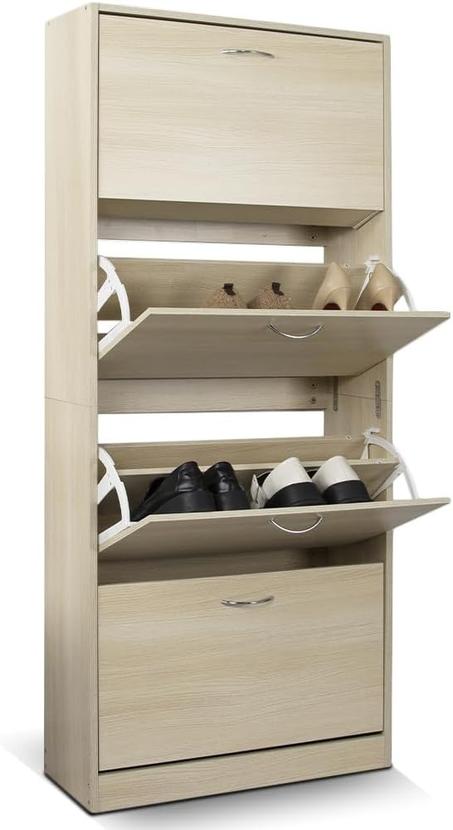 خزانة أحذية من خشب بأربعة أبواب