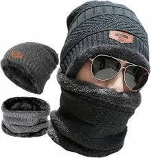 طقم الدفء الذكي: قبعة وكوفية وقفازات تاتش من القطن