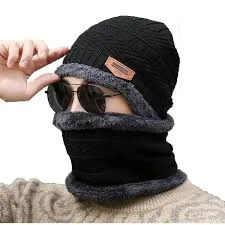 طقم الدفء الذكي: قبعة وكوفية وقفازات تاتش من القطن