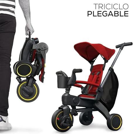 في 1 كرسي محمول قابل للطي لعربة الأطفال ثلاثية العجلات للركوب | سيارة دفع | عربة قابلة للتحويل | مدمج للسفر (أحمرمع اسود)