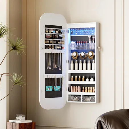 Miroir rangement bijoux avec verrouillable