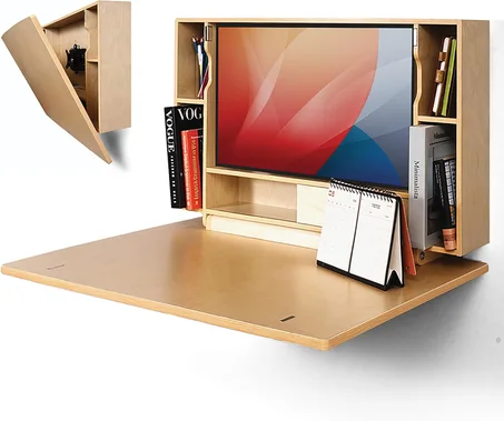 Table pliante montée sur bureau mural en bois et bureau d'étude de table Bureau d'ordinateur pliant pour la maison