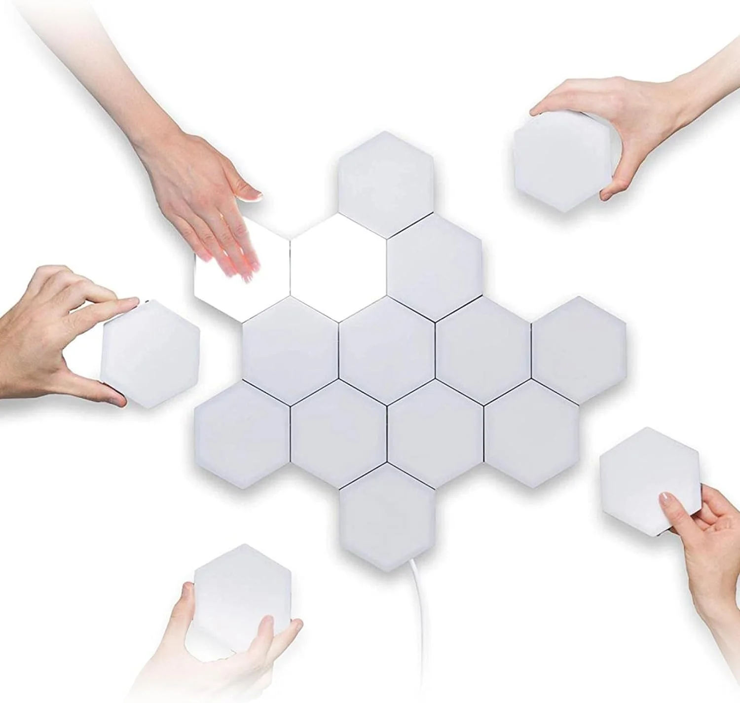 مصباح حائط LED يعمل باللمس بتصميم خلية النحل – 5 لوحات إضاءة عصرية قابلة للتخصيص