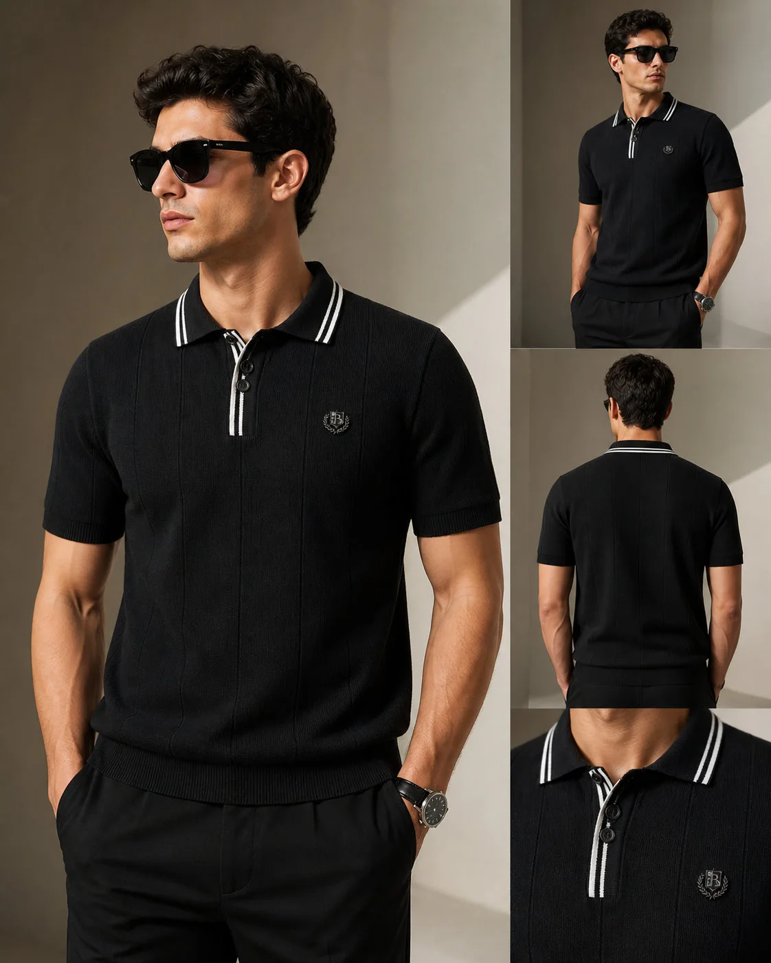 Polo Noir Premium – Élégance Intemporelle