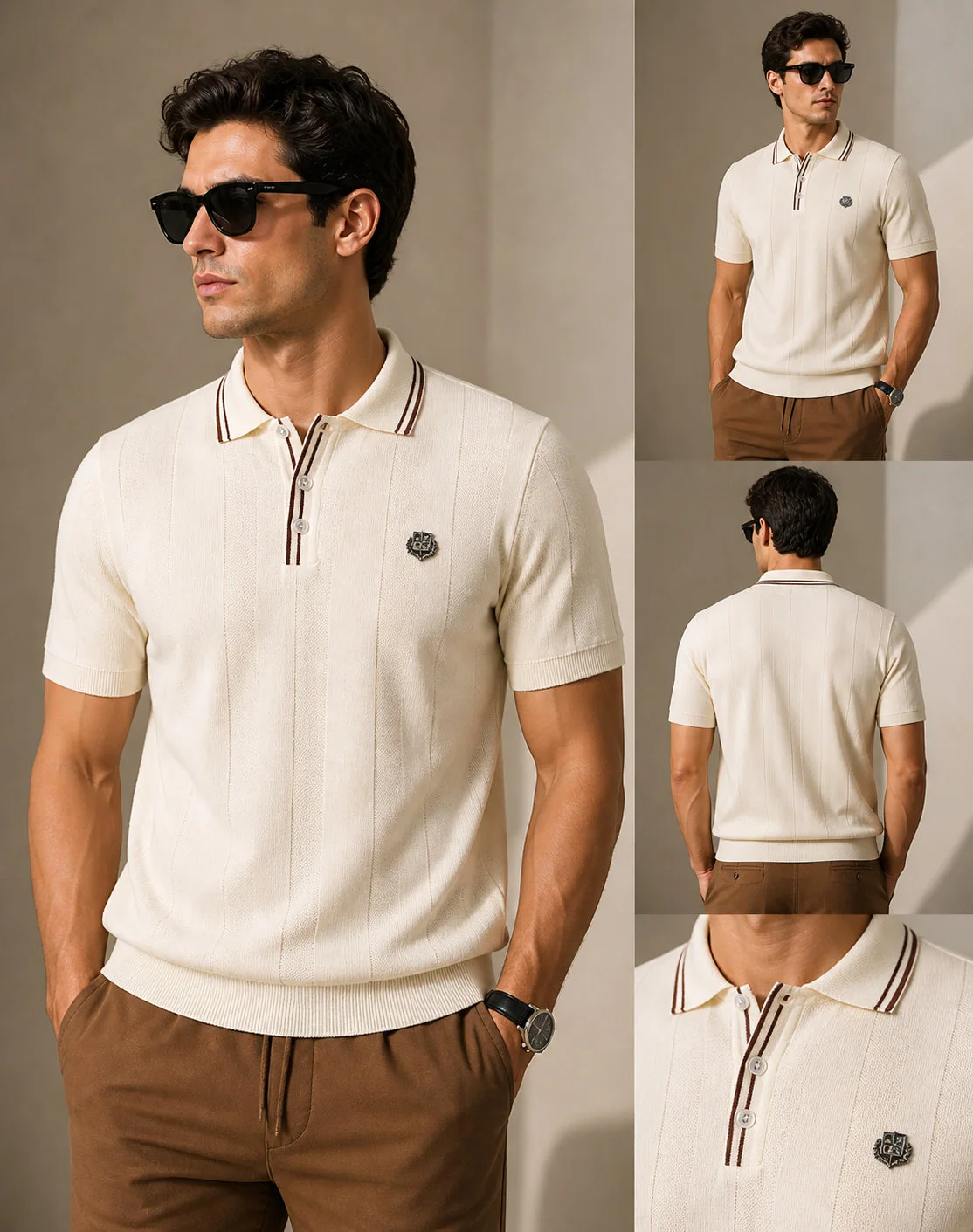 Polo Maille Premium – Beige Élégant
