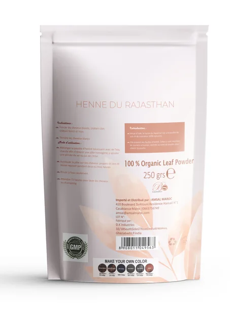 Henné du Rajasthan Bio 100 % Colorant capillaire 250g