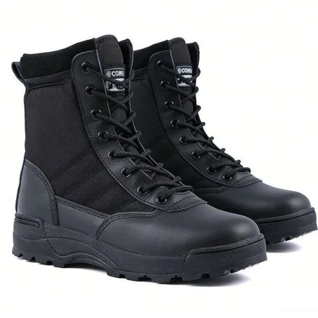 SHJO Chaussures Pour Hommes, Bottes Décontractées, Bottes Martin, Bottes De Combat Tactiques, Bottes De Randonnée - Noir