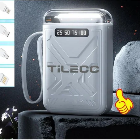 TiLECC TC8516Mini Alimentation portable compacte, lampe LED avec affichage numérique, système à 4 fils, capacité de 20 000 mAh