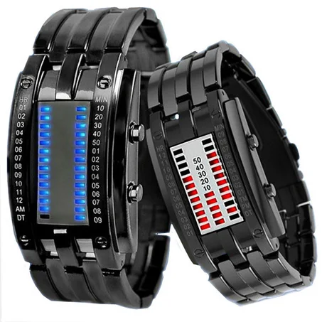 ⌚ Montre Binaire LED Bleue – Design Futuriste & Élégant