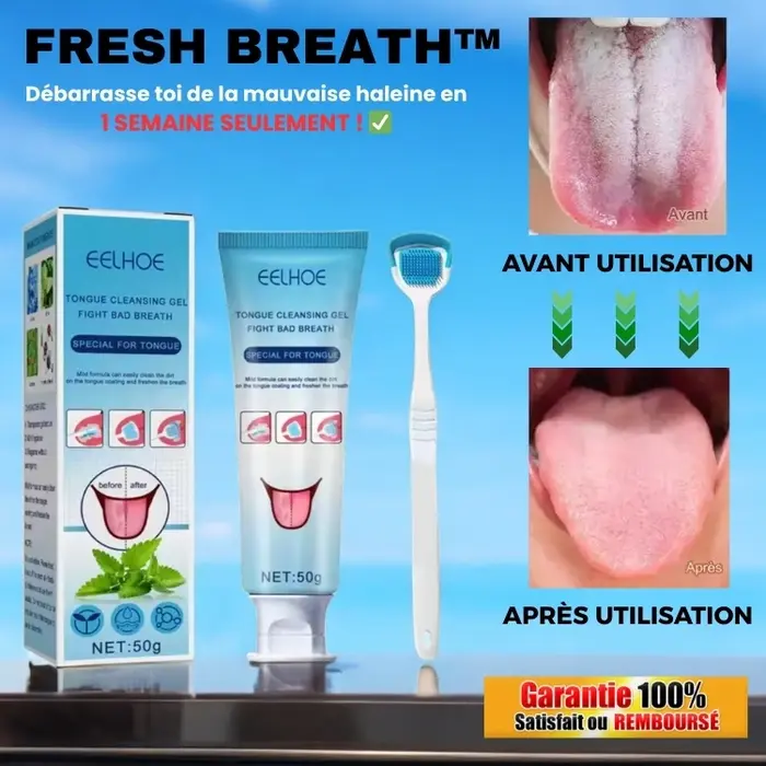 Gel contre la mauvaise haleine (+Brosse Gratte-Langue Offerte)